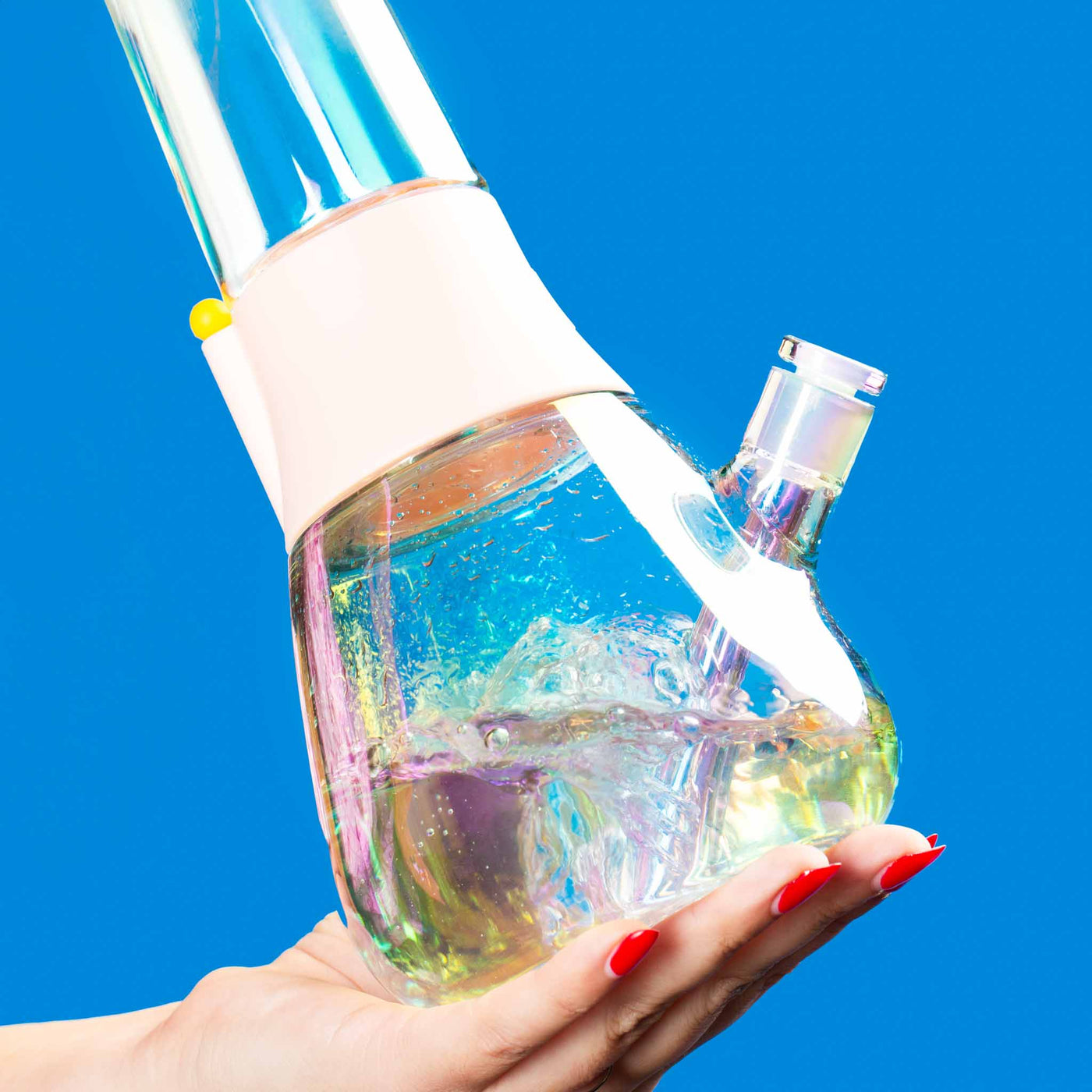 anti splash iridescent glass close up 