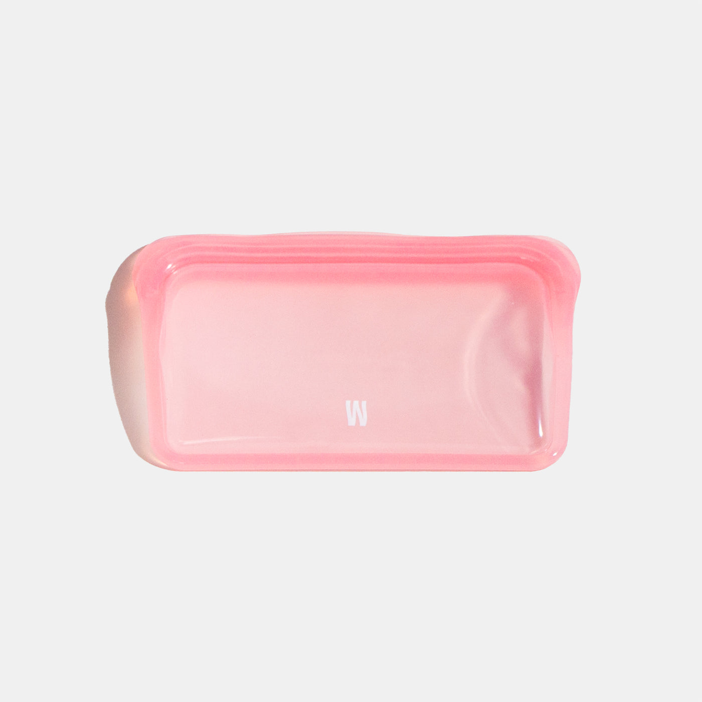 Bubblegum pink pouch with white backdrop 