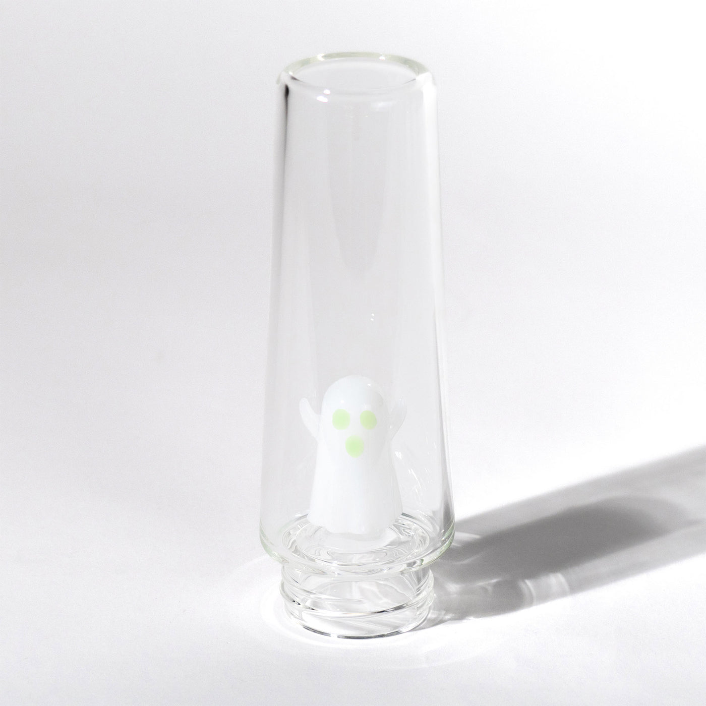 white ghost percolator water bong tube, white background 