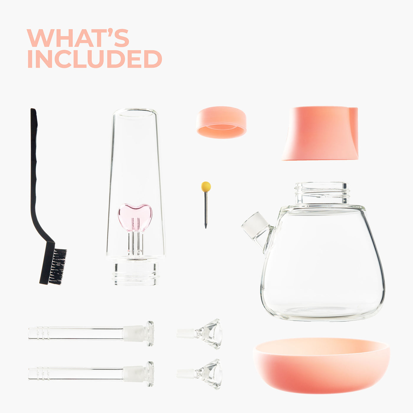 heart percolator bong bundle what's included infographic