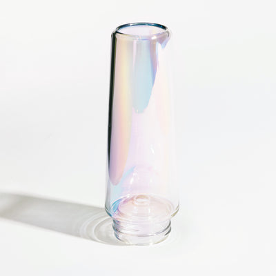 Iridescent ice catcher for bongs, reflecting the light, white background