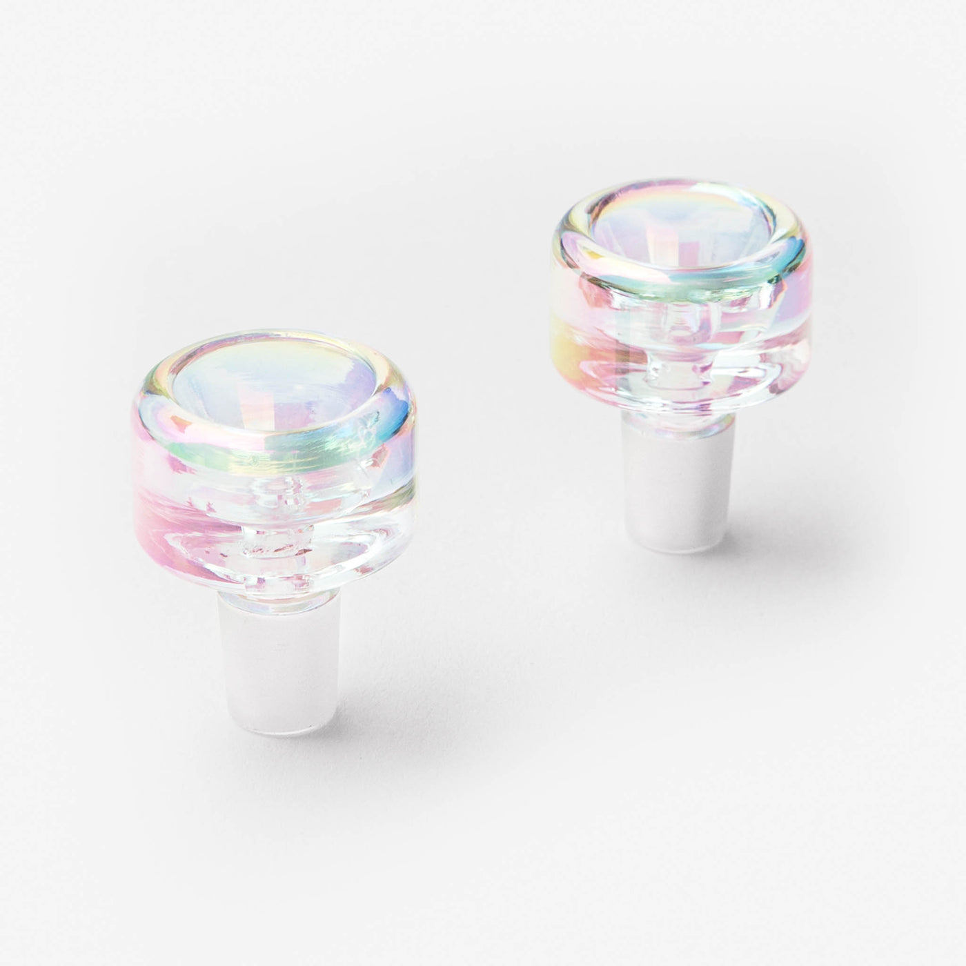 iridescent mini bong 10 mm bowl set of two, white background 