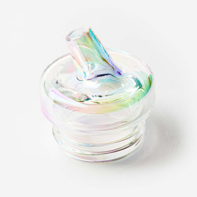 iridescent mini bong tube, white background 