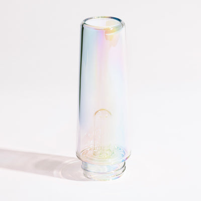 iridescent percolator tube for glass bongs, white background