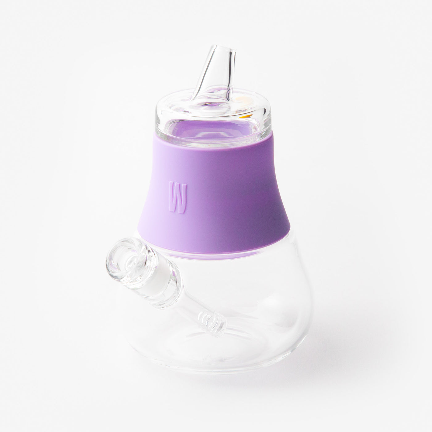 lavender purple bubbler bong against white background. 