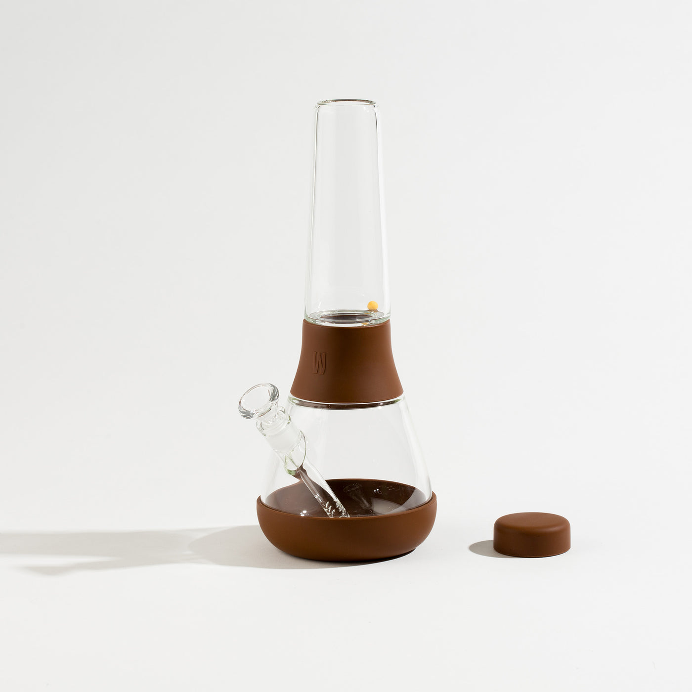 Leather Brown Bong with separate Cap white background 