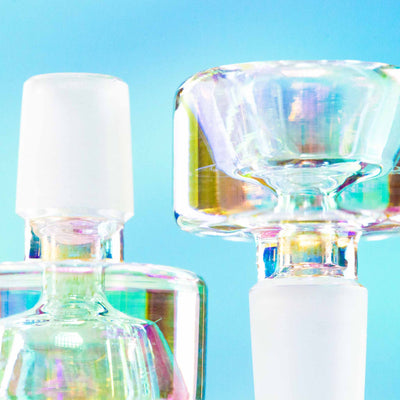 10mm mini bong bowl close up iridescent glass 