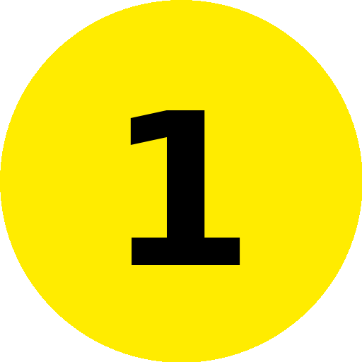 number 1 circle icon against yellow background 