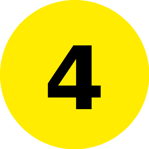 number 4 circle icon against yellow background 