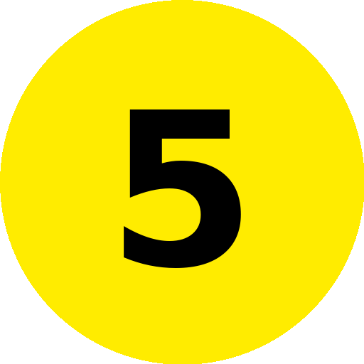 number 5 circle icon against yellow background 