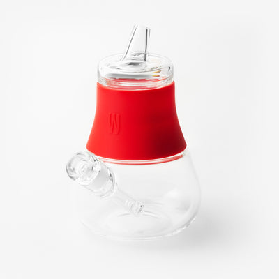 clear bubbler with red cover 