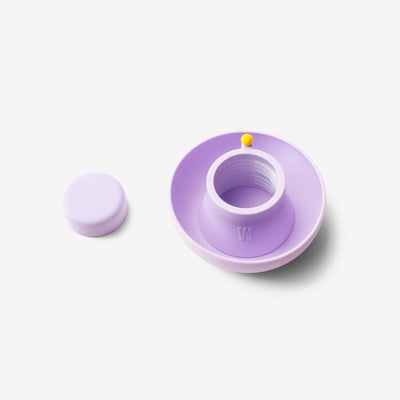 lavender silicone with bong cap separated on a white background.