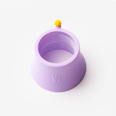 Lavender silicone bong connector in a white background