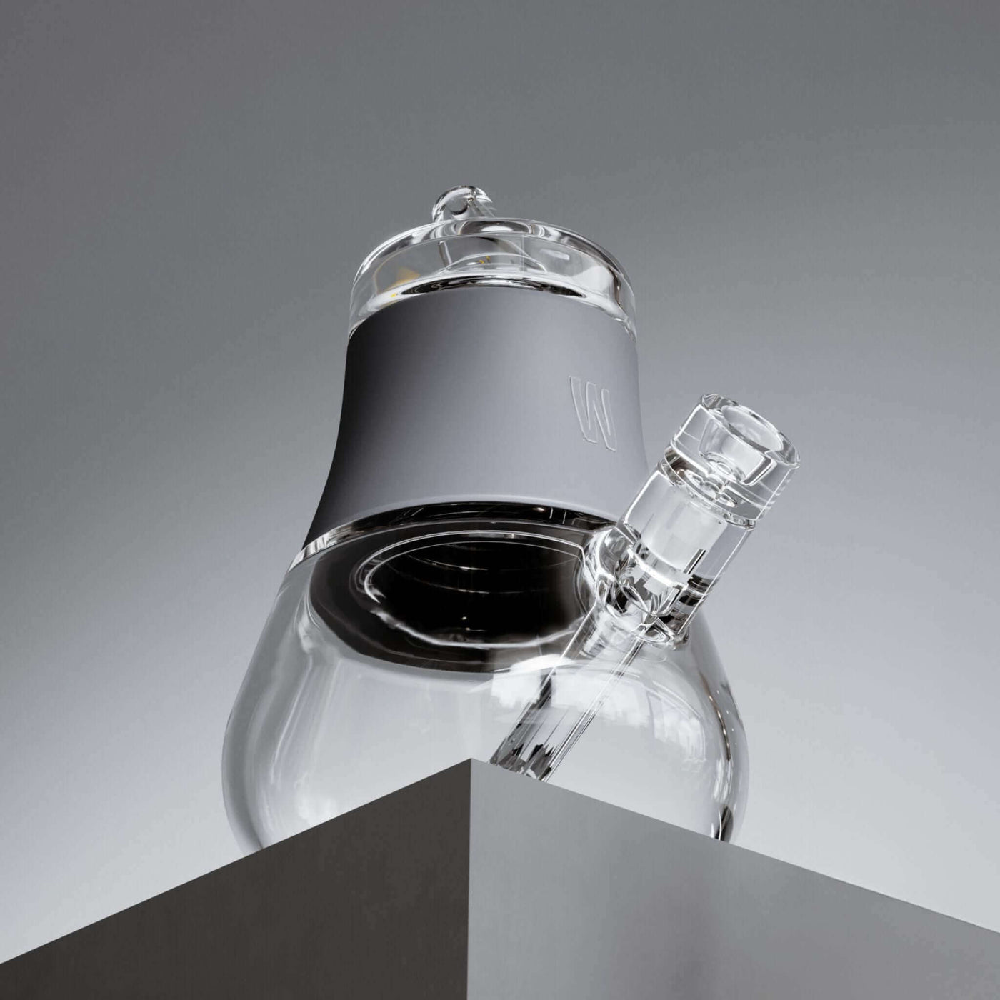 The Mini bong render in gray, gray background 