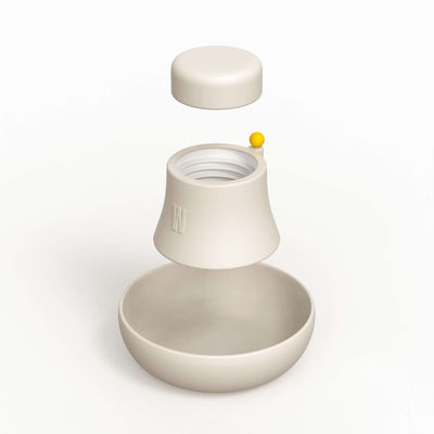 Rendered product photo of cream white silicone covers with a yellow poker.