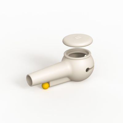 Rendered product photo of cream white covers with cap uncovered, appearing to float in mid-air.