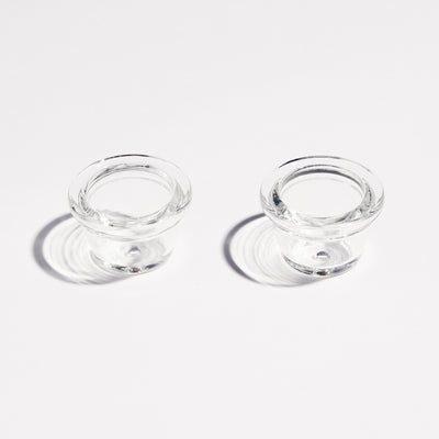 Two premium borosilicate glass pipe bowls for enhanced smoking experience, sitting side by side.