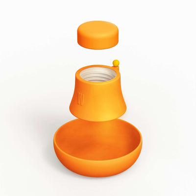 Render of Weeday pumpkin orange silicone bong cover for glass bong protection, on a white background