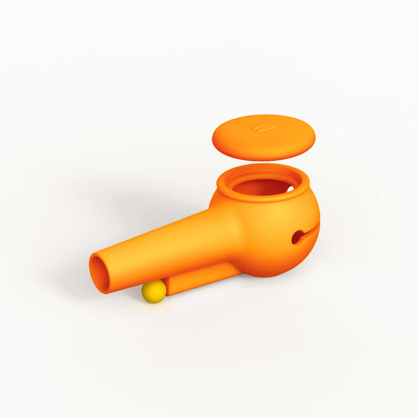 Render of a Weeday pumpkin orange silicone pipe cover for glass pipe protection, on a white background.