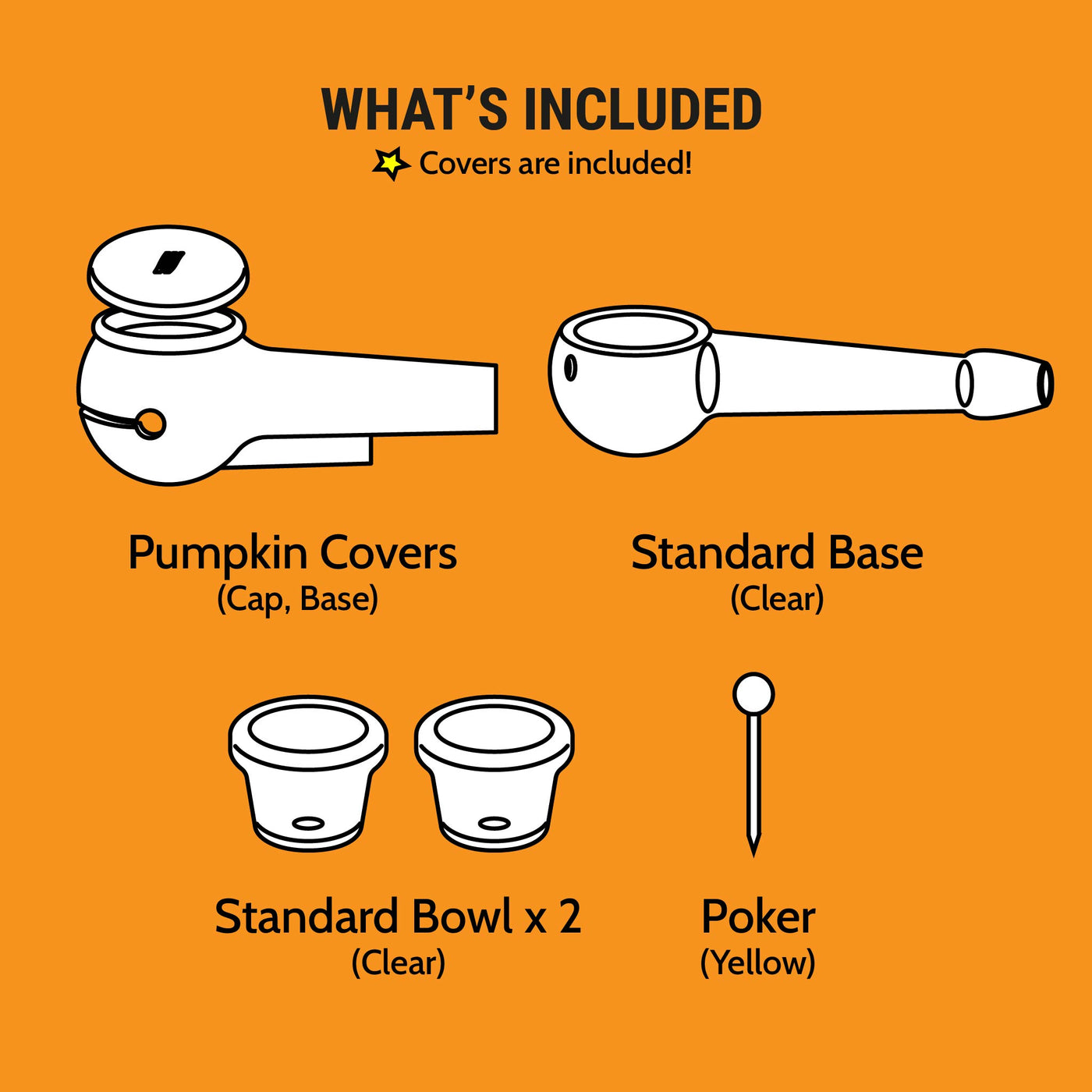 illustration of what's included in the pumpkin pipe set 