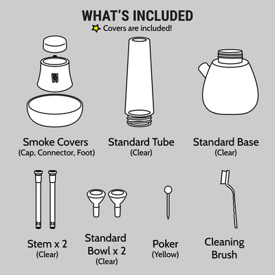 illustration of what's included in the smoke bong set 